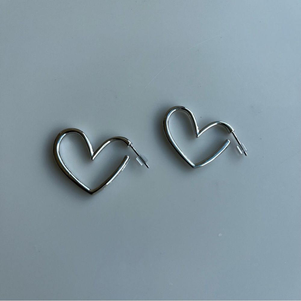 Heart Shaped Hoop Earrings - Picture 6 of 12